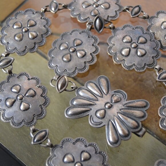 Vintage 1950's Navajo Sterling Silver Concho Belt, 34" - Picture 4 of 6